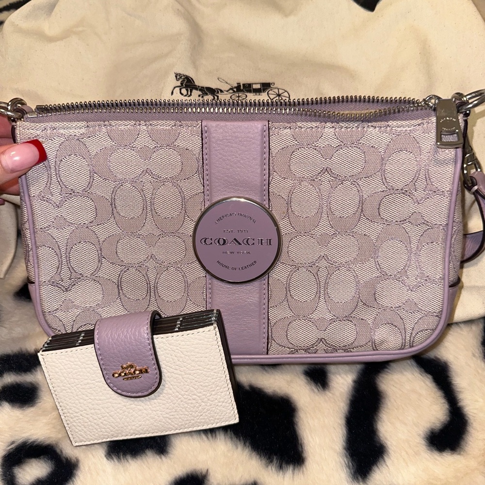 Coach Purple and Cream Shoulder Bag - Picture 2 of 5
